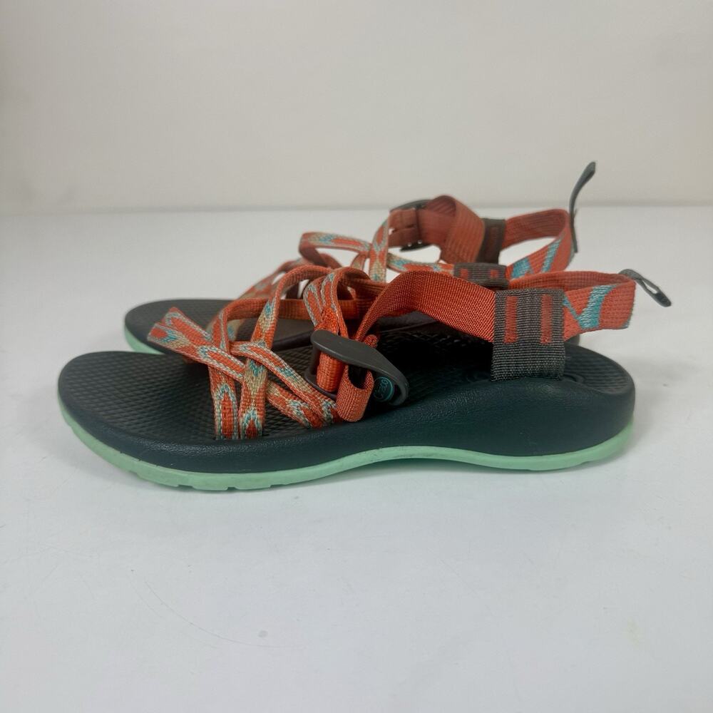Chaco Kids Size 4 ZX/1 Ecotread Sandals Orange Turqoise Gray